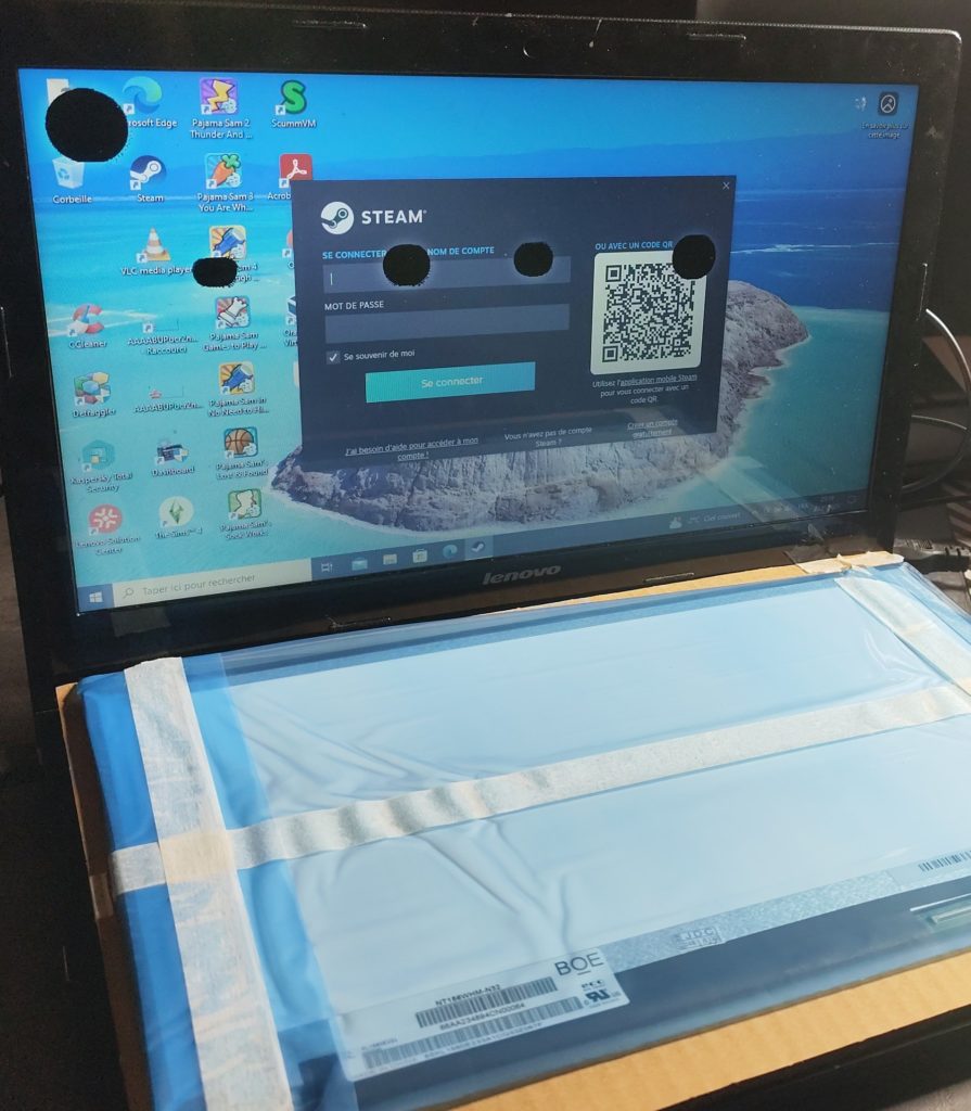 Avant changement d’écran Lenovo